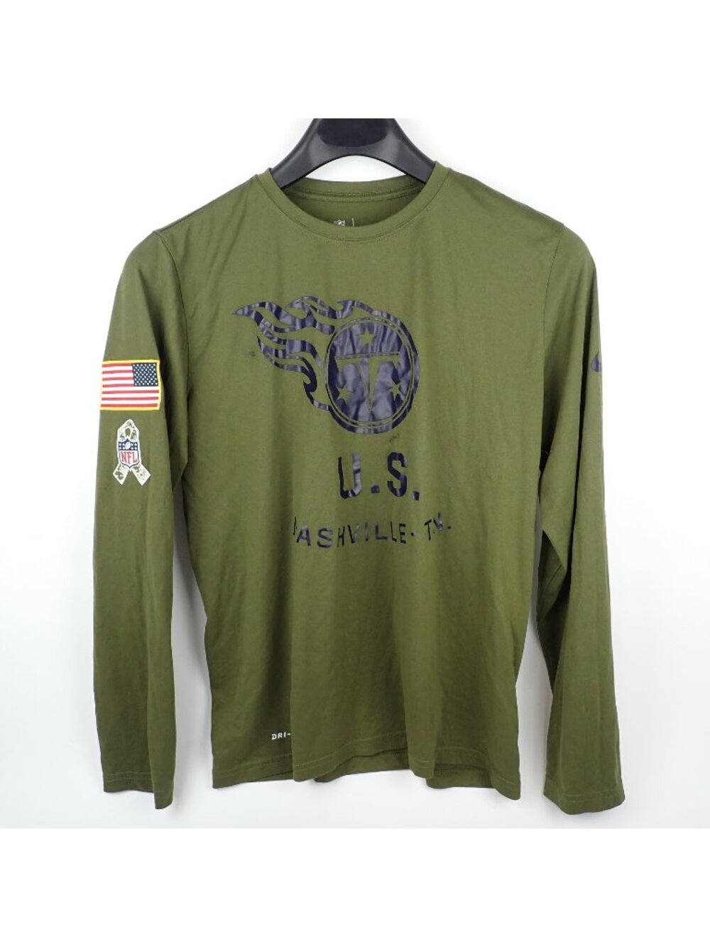 Tennessee Titans Shirt Men M Green Nike Dri-Fit Football Salute To Service